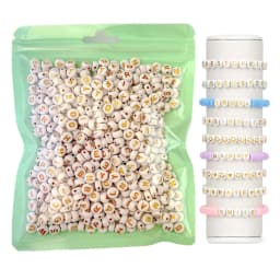 800 Pieces Letter Beads for Making, 28 Patterns and 8 Colors of Alphabet Beads, Colorful Face Beads and Heart Bea