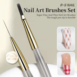 RSNAIL Nail Art Brush Set Vintage Checker Brush Ultra-Fine Drawing Painting Brushes Nail Art Kit with Y2K Style Manicure Tools