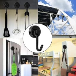 Heavy 1/2/4/8Pcs Duty Magnetic Hooks Strong Neodymium Magnet Hook Black Silver Swivel Hook Kitchen Refrigerator Hanging Tools