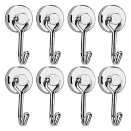 Heavy 1/2/4/8Pcs Duty Magnetic Hooks Strong Neodymium Magnet Hook Black Silver Swivel Hook Kitchen Refrigerator Hanging Tools