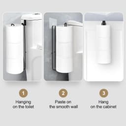Bathroom Toilet Paper Holder with Storage Extra 3 Rolls, Over The Tank Toilet Paper Holder Wall Mount, Small Restroom Organizer