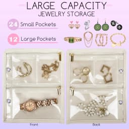 Travel Jewelry Organizer Case,Jewelry Bags Jewelry Storage Book Binder with Clear Zipper Velvet Pouch for Traveling,Earrings
