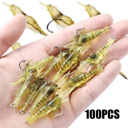 Soft Silicone Simulation Shrimp Lure With Hook Artificial Baits Fishing Lures Fishing Accessory Set 5/10/20/50/100PCS Optional