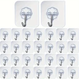 Transparent Scratch-Free Self Adhesive Hooks, Wall Mounted Heavy Duty Hooks for Bathroom Clothes, Living Room Door & Photo Frame
