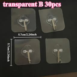 Transparent Scratch-Free Self Adhesive Hooks, Wall Mounted Heavy Duty Hooks for Bathroom Clothes, Living Room Door & Photo Frame