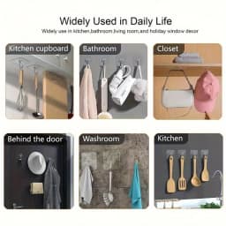 Transparent Scratch-Free Self Adhesive Hooks, Wall Mounted Heavy Duty Hooks for Bathroom Clothes, Living Room Door & Photo Frame