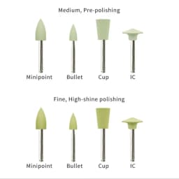 8PCS Dental Polishing Kit Cost-Effective Medium/Fine Rubber Silicon Carbide Points Autoclavable at 134°C for RA Low Handpiece