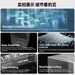 10pcs Clear Plastic PET Foldable Square Display Boxes PVC Retail Gift Square Packaging Transparent PP Favor Storage Figure Box