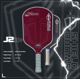 SWORD&SHIELD J2K+ Aramid Fiber Pickleball Paddle, Polymer Honeycomb Core, Large Sweet Spot, Thickness 16MM, Textured Surface