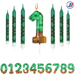 7Pcs Retro Pixel Birthday Cake Candles Topper for Pixel Theme Party Anniversary Party Video Game Party Supplies for Boys Girls