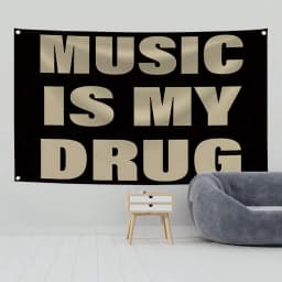 MUSIC IS MY Music Abstract Cartoon Art Design Tapestry Color Wall Hanging Flag For Bedroom Living Room Dorm Halloween Party
