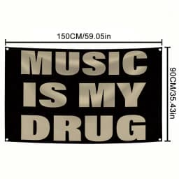 MUSIC IS MY Music Abstract Cartoon Art Design Tapestry Color Wall Hanging Flag For Bedroom Living Room Dorm Halloween Party