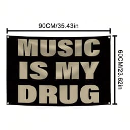 MUSIC IS MY Music Abstract Cartoon Art Design Tapestry Color Wall Hanging Flag For Bedroom Living Room Dorm Halloween Party