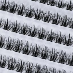 Self-Adhesive False Eyelashes, 96 Pieces, Wispy Natural Look, Black, for Home Use (D-Mix8-16 mm), Press-On Invisible Eyelashes Suitable for Beginners