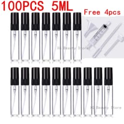Bulk Pack 5/10/20/50/100PCS 5ML Black Glass Spray Bottles with 4 Essential Accessories - Dropper Funnel Dispenser Syringe