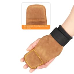 Double Layer PU Leather Gloves Wrist Strap Cowhide Palm Weight Lifting Gloves Anti-Skid Grip Pads Pull-Up Gloves