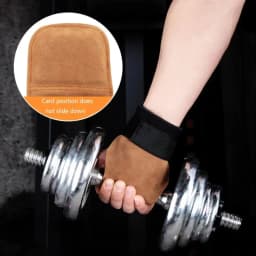 Double Layer PU Leather Gloves Wrist Strap Cowhide Palm Weight Lifting Gloves Anti-Skid Grip Pads Pull-Up Gloves