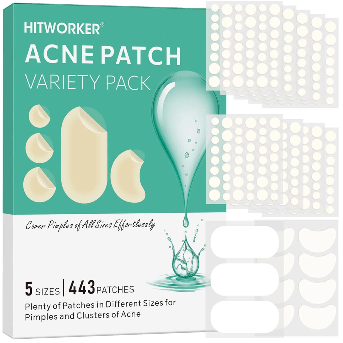 Hydrocolloid Acne Patch Facial Cleansing Care Essence, Tool Accessory, Invisible and Waterproof, Suitable for All Skin Types