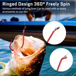 FishTrip Red Octopus Hooks 25-100PCS Circle Hook Offset 2X Strong Live Bait Barbed Carp Hook Saltwater Freshwater Catfish Bass