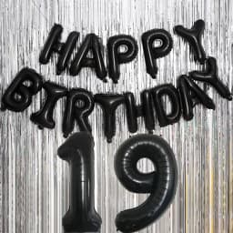 Black 32-Inch Number 1-30 Balloons and 16-Inch 'Happy Birthday' Letter Foil Balloons Set Birthday Party Decoration Supplies