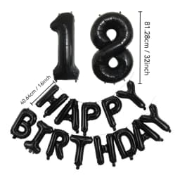 Black 32-Inch Number 1-30 Balloons and 16-Inch 'Happy Birthday' Letter Foil Balloons Set Birthday Party Decoration Supplies
