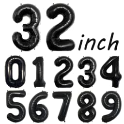 Black 32-Inch Number 1-30 Balloons and 16-Inch 'Happy Birthday' Letter Foil Balloons Set Birthday Party Decoration Supplies