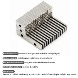 Super Strong Neodymium Magnet N35 NdfeB Permanent Magnetic imanes Block with holes Powerful Magnets Refrigerator Magnet