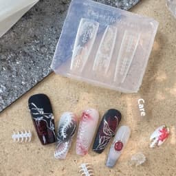 Rose Flower Skull Silicone Nail Art Molds DIY Skeleton Hand Design Transparent Carving Mold Nail Art Decorations