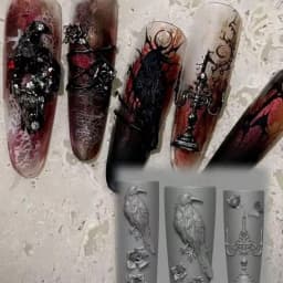 Rose Flower Skull Silicone Nail Art Molds DIY Skeleton Hand Design Transparent Carving Mold Nail Art Decorations