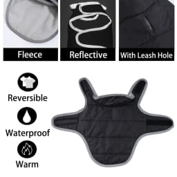 Reflective Pet Jacket With Leash Hole Reversible Waterproof Dog Outfits For Small Medium Dogs Cat Warm Chihuahua Vest For Winter