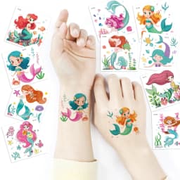 20 Sheets Mermaid Temporary Tattoos, Seaside Beach Mermaid Party Favors, Ideal for Slumber & Birthday Party Supplies Decorations