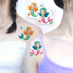 20 Sheets Mermaid Temporary Tattoos, Seaside Beach Mermaid Party Favors, Ideal for Slumber & Birthday Party Supplies Decorations