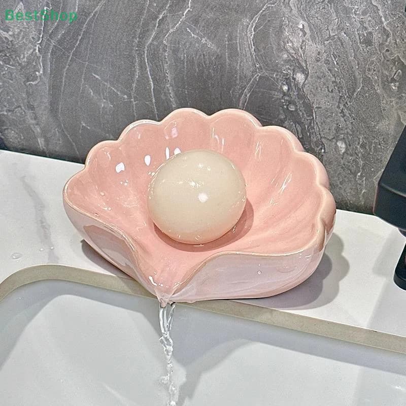 ♥♥♥Shell Soap Box,Bathroom Soap Drainage Box,Luxury Soap Holder Bathroom Accessories