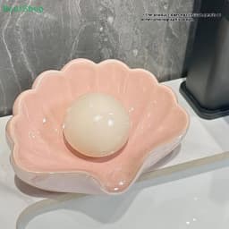 ♥♥♥Shell Soap Box,Bathroom Soap Drainage Box,Luxury Soap Holder Bathroom Accessories