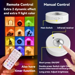 Night Light RGB 12 Color Wireless Remote Control Type-c Rechargeable Light Powered Cabinet Light For Kitchen Wardrobe Bedroom