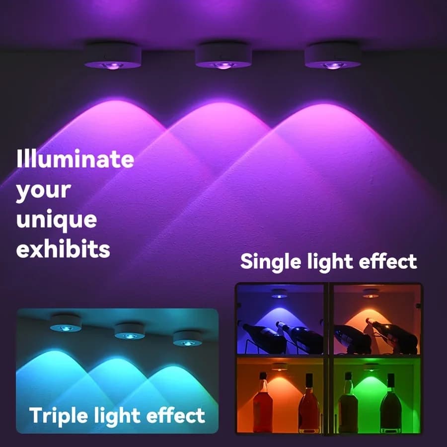 Night Light RGB 12 Color Wireless Remote Control Type-c Rechargeable Light Powered Cabinet Light For Kitchen Wardrobe Bedroom