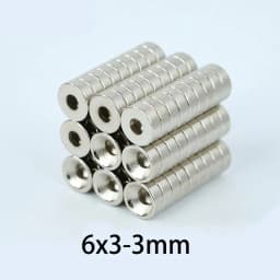 20/50/100pcs 6x3-3mm 6x3mm Magnets with 3mm Hole, Easily Screw Into Your RC Cars, Robots, Miniatures & Precision Tools