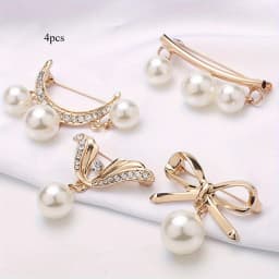 4pcs Golden Elegant Temperament Brooch Waist Adjuster Set - Mixed Color Fashion Safe Pin, Used for Clothes Fixing