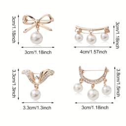 4pcs Golden Elegant Temperament Brooch Waist Adjuster Set - Mixed Color Fashion Safe Pin, Used for Clothes Fixing