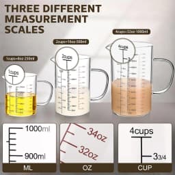 High Borosilicate Glass Measuring Cups Clear Glass Scale Cup With Handle V Shaped Spout Kitchen Glass Measuring Beaker