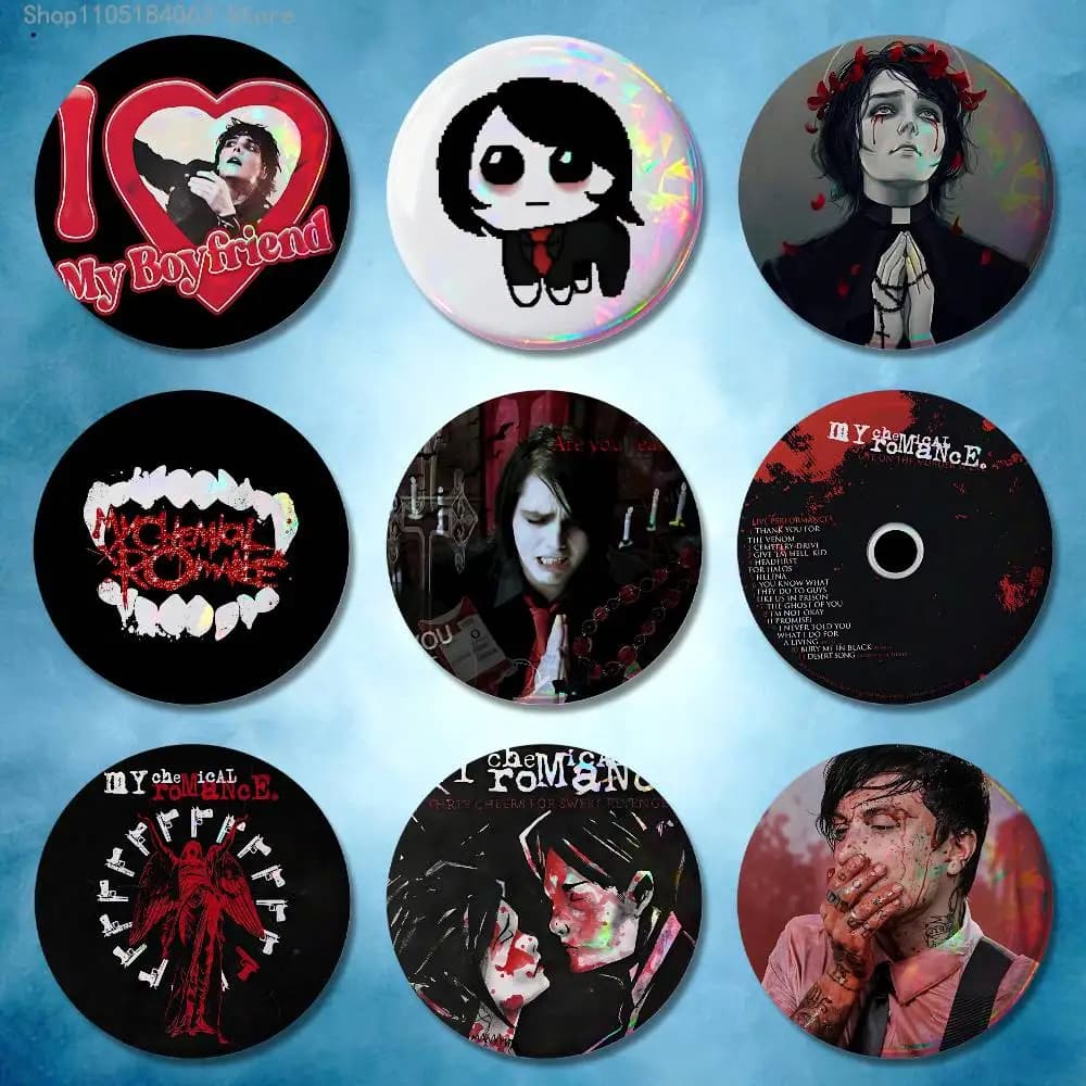 My C-Chemical R-Romance Badges Button Round Creative Pin Brooch Badge Bag Decor Accessories Fans Collect Friends Gifts
