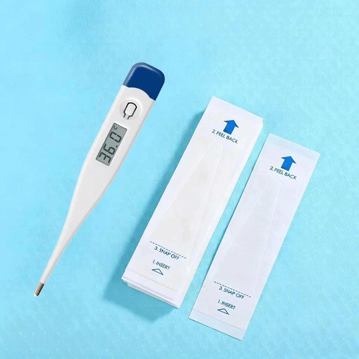 Digital Thermometer kit with Disposable Cover Hygiene Sanitary to Test Oral Ampit Rectal Fever Temperature Thermometers Sleeves