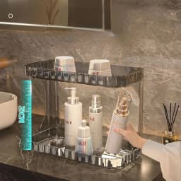 Bathroom Organizer Shelf Acrylic Makeup Storage Rack Skincare Cosmetic Liptick Holder Double Layer Perfume Desk Display Stand