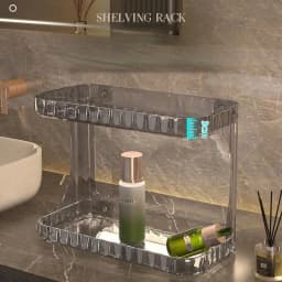 Bathroom Organizer Shelf Acrylic Makeup Storage Rack Skincare Cosmetic Liptick Holder Double Layer Perfume Desk Display Stand