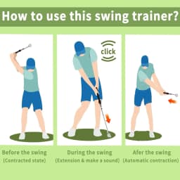 Retractable Golf Swing Training Aid Portable Grip with Click Feedback for Golf Practice & Training
