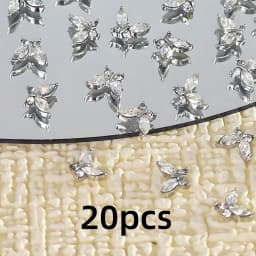Klimonla Mini Butterfly Nail Accessories Zirconia Nail Rhinestone Accessories Light Luxury Super Flash Alloy Silver Metal