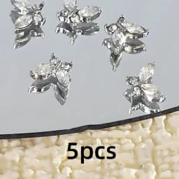 Klimonla Mini Butterfly Nail Accessories Zirconia Nail Rhinestone Accessories Light Luxury Super Flash Alloy Silver Metal
