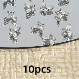 Klimonla Mini Butterfly Nail Accessories Zirconia Nail Rhinestone Accessories Light Luxury Super Flash Alloy Silver Metal