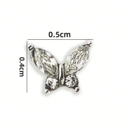 Klimonla Mini Butterfly Nail Accessories Zirconia Nail Rhinestone Accessories Light Luxury Super Flash Alloy Silver Metal