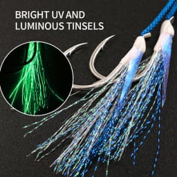 JIGGING PRO Twin Assist Hooks 1/0 2/0 3/0 4/0 Double Barbed BKK High Carbon Steel Fishing Hook With Glow Feather Jigging Hook